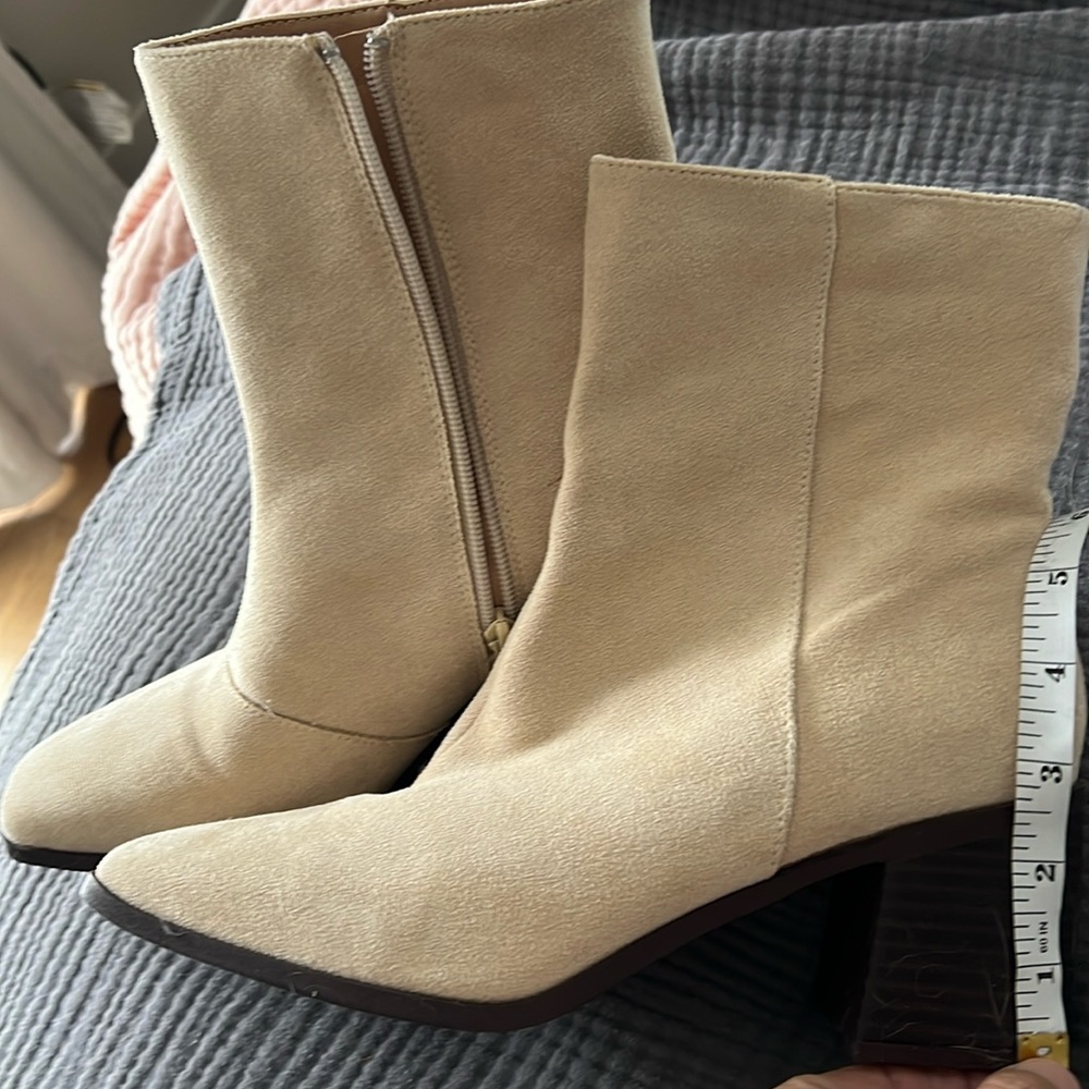 Beige Faux Suede Boots (never worn)